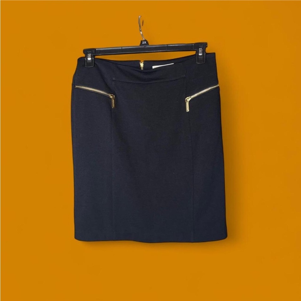 Michael Kors Black Pencil Skirt with Gold Zippers 10